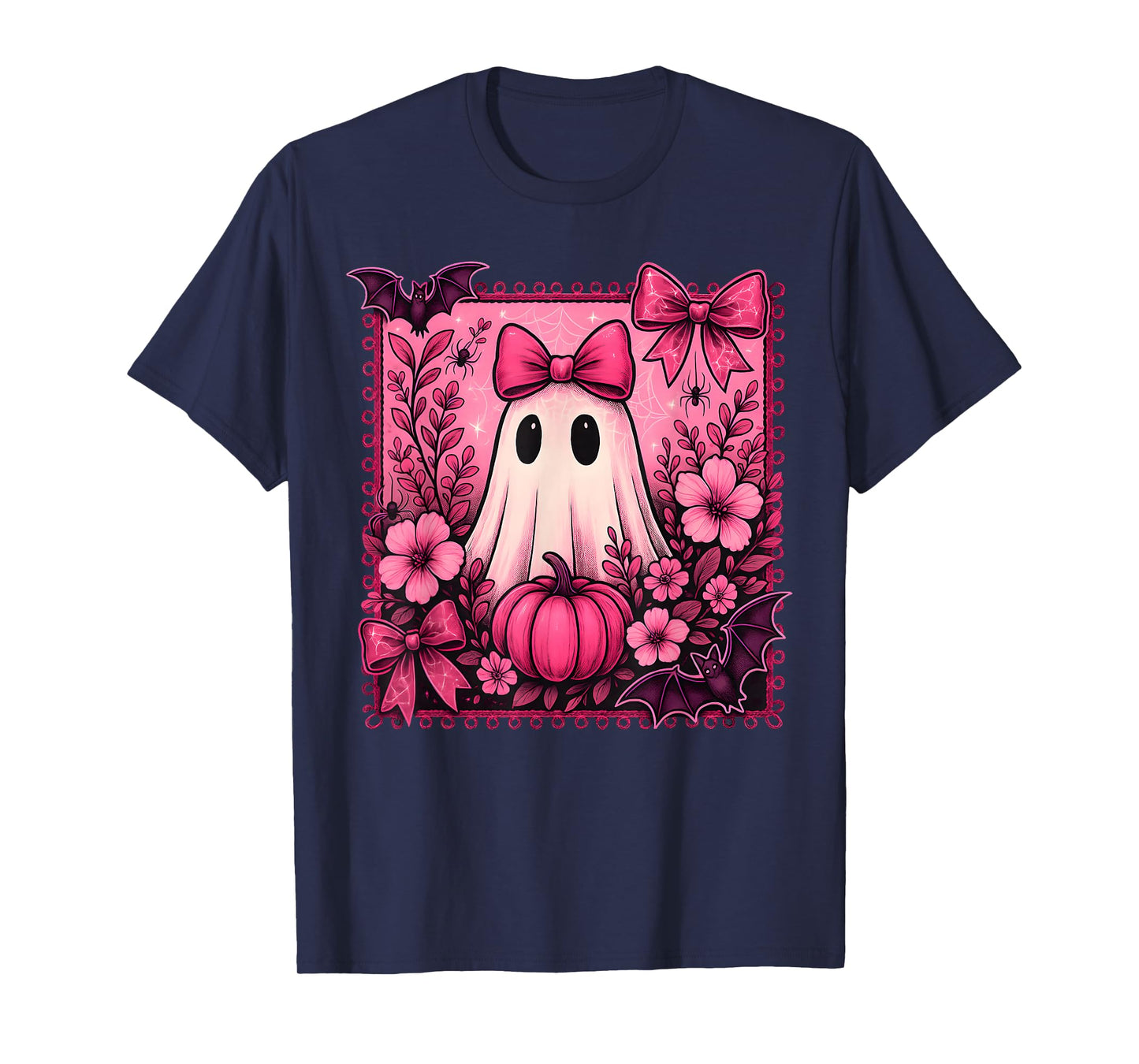 Halloween Coquette Bow Cute Ghost Floral Girl Women Kid T-Shirt
