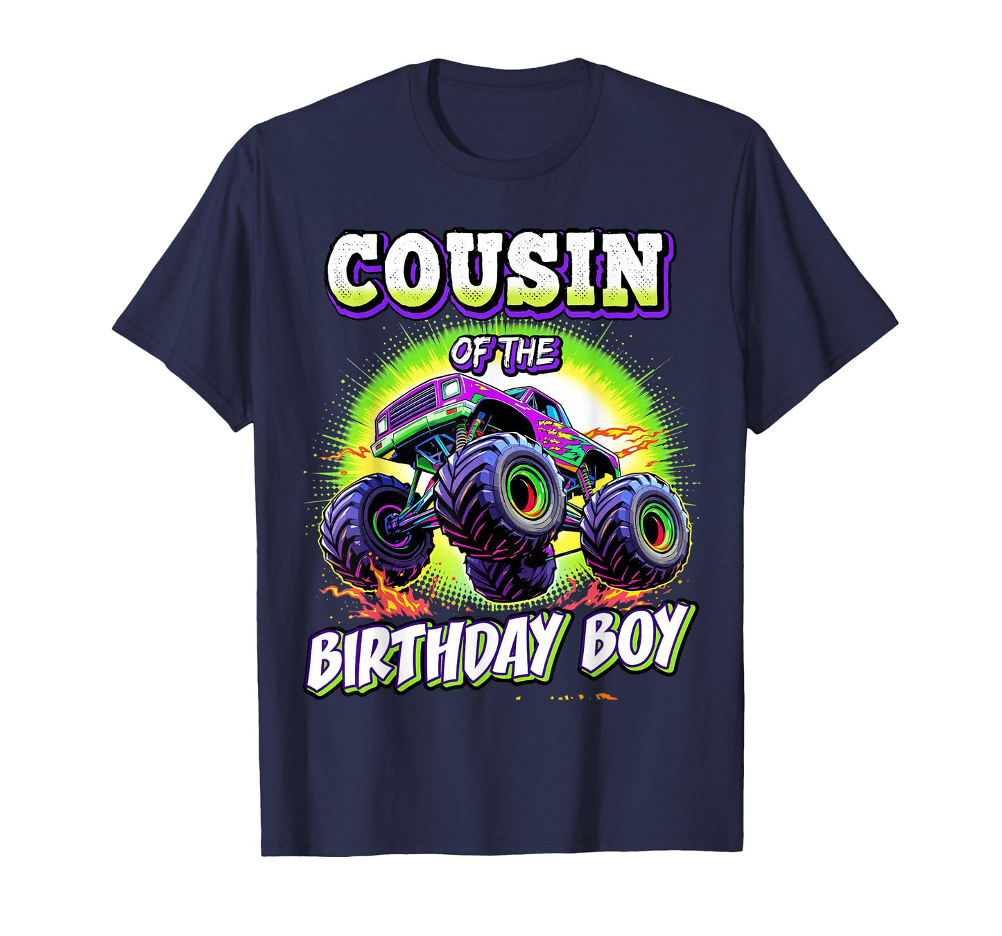 Cousin of the Birthday Boy Monster Truck Birthday Party T-Shirt