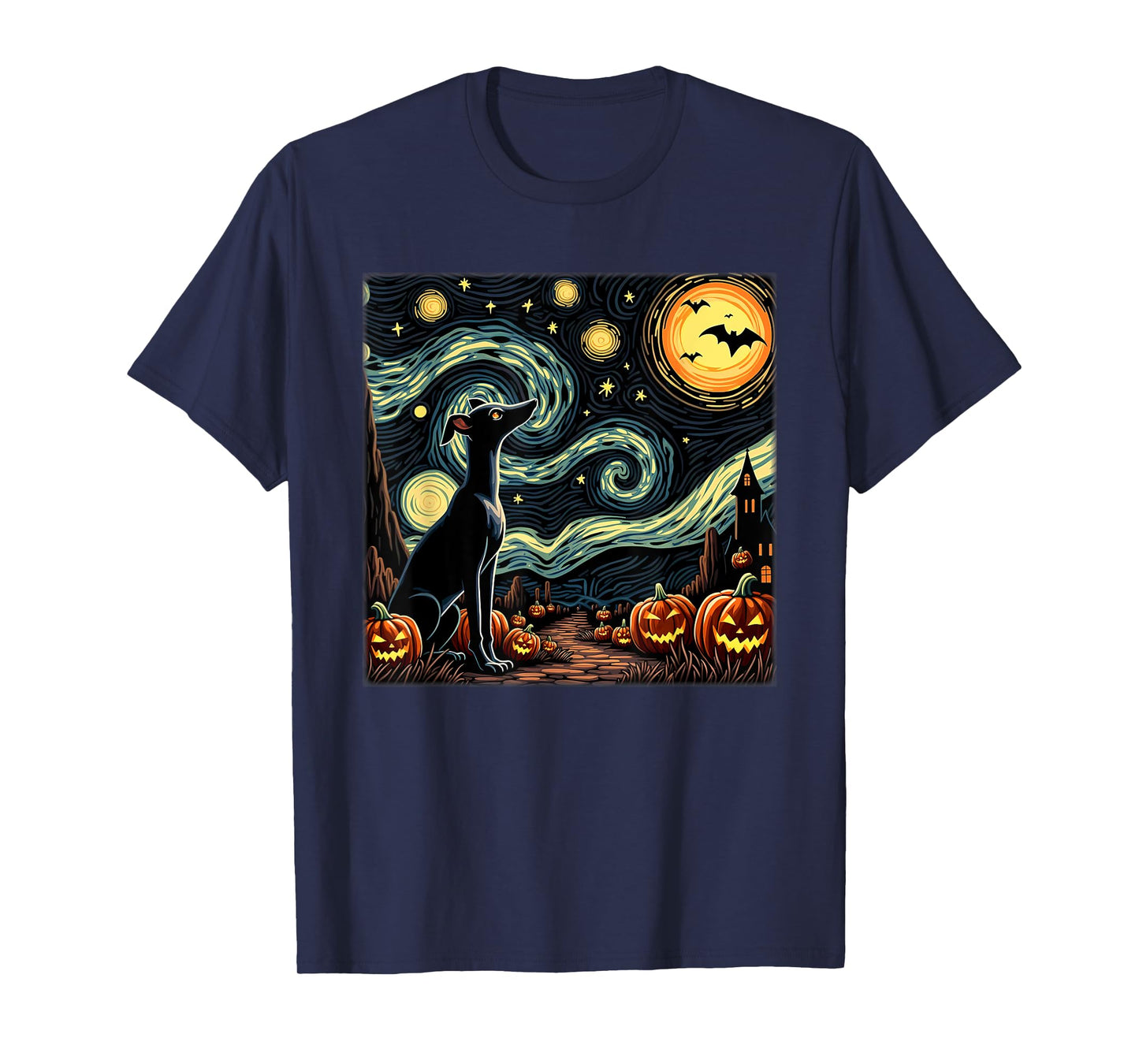 Spooky Halloween Italian Greyhound Dog Starry Night T-Shirt