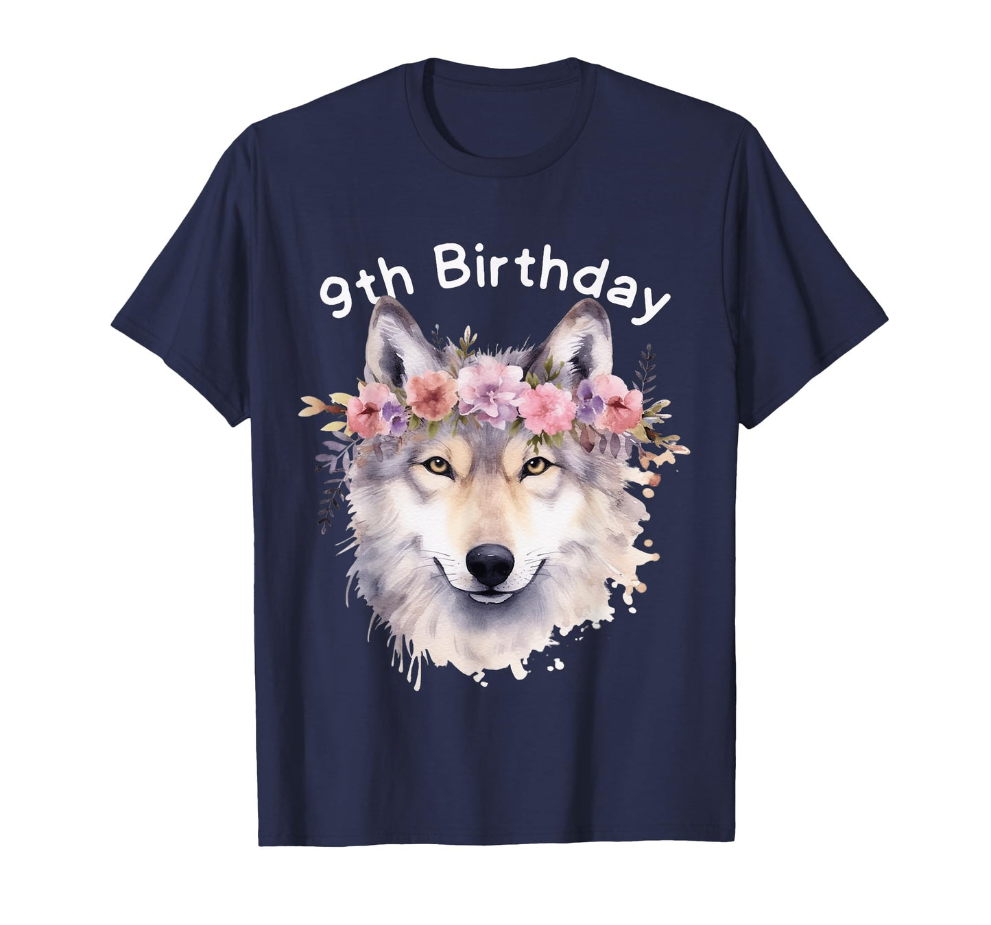 9th Wolf Birthday Nine years Girl Wolf Pack Party Wolves Kid T-Shirt