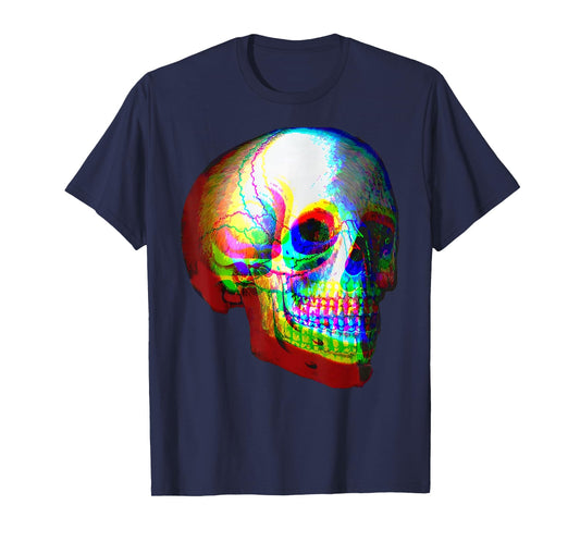 Skull Trippy Vaporwave Halloween Techno Rave EDM Music Party T-Shirt