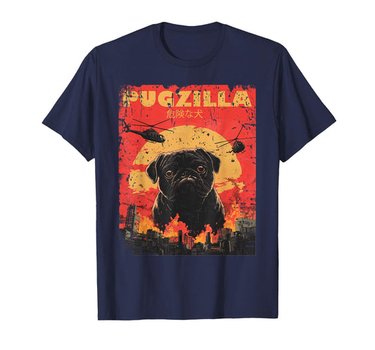 Pugzilla Tee Design for Pug Owner Retro Vintage Apparel Pugs T-Shirt