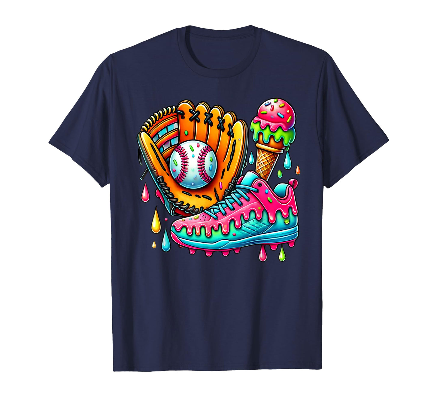 Ice Cream Drip Baseball Stuff Baseball Drip For Boys Kids T-Shirt