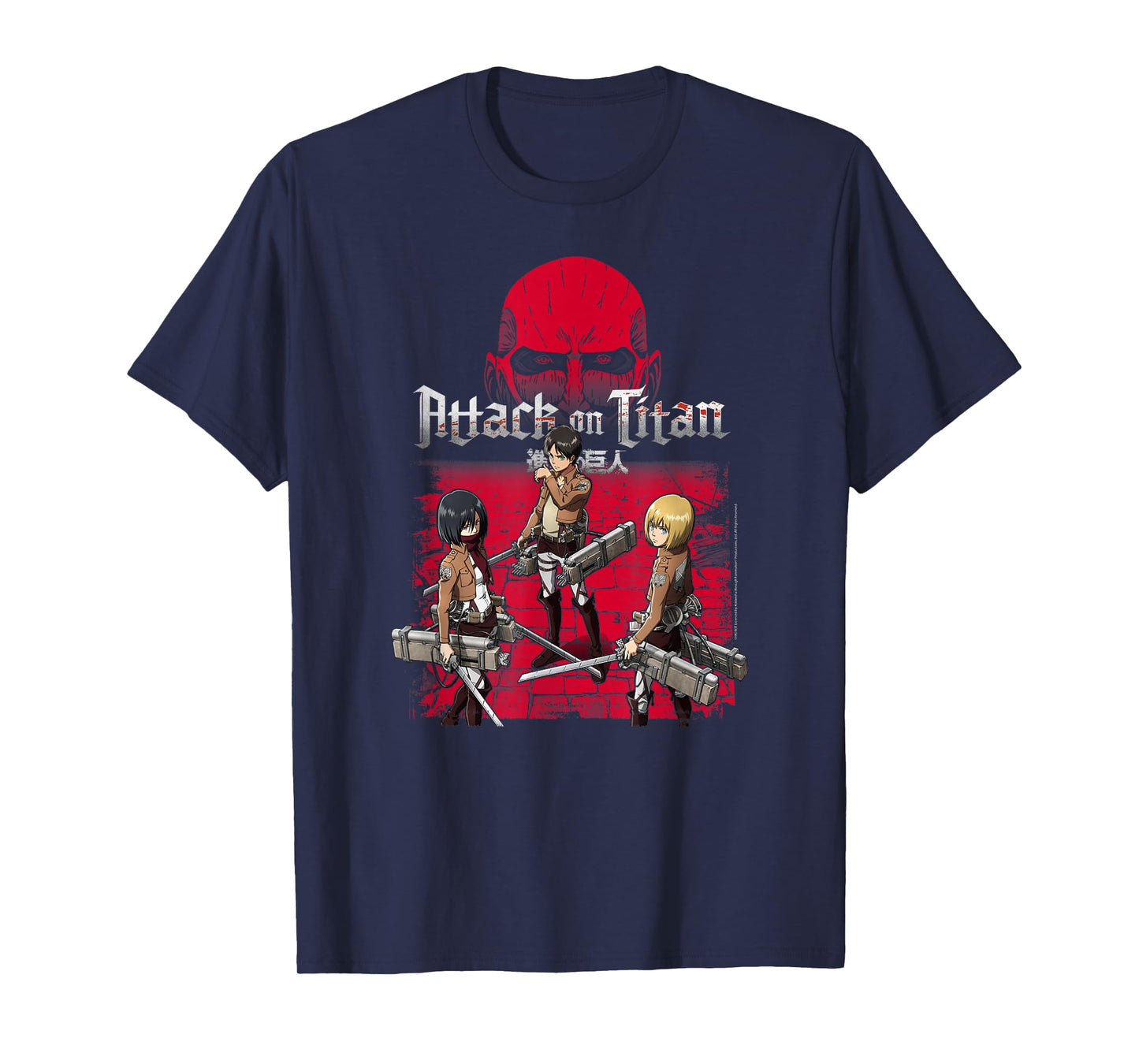 Attack on Titan 3 Main Characters Red Background Anime T-Shirt