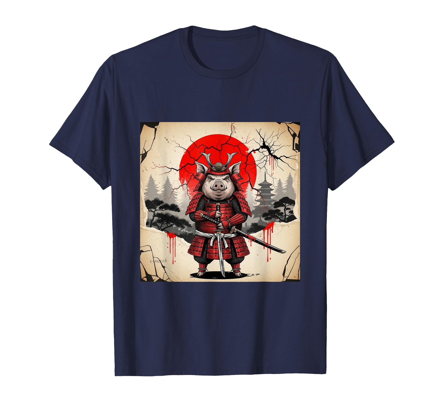 Samurai Pig Warrior Parody Japanese Anime Art T-Shirt