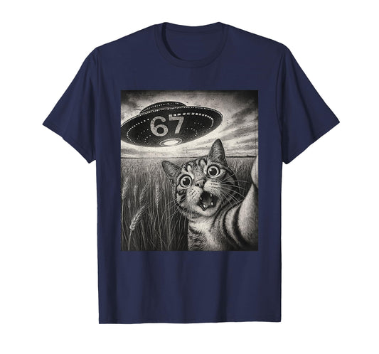 67 Meme Cat Selfie UFO T-Shirt