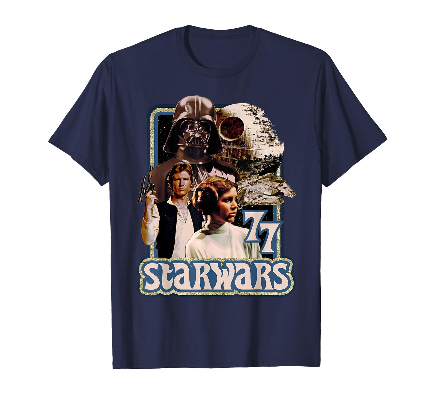 Star Wars Vader Solo Leia Retro '77 Poster Graphic T-Shirt T-Shirt