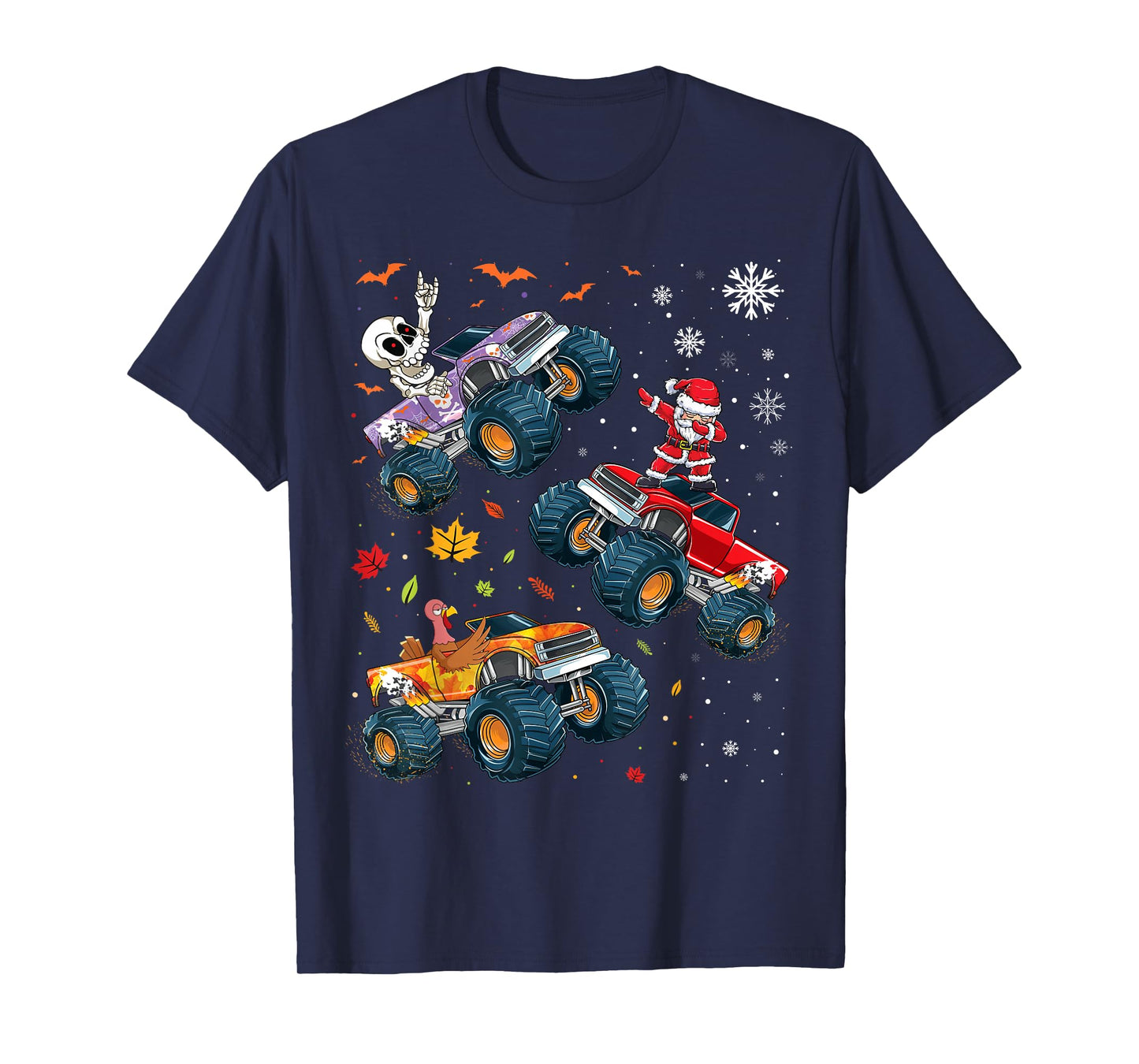 Happy Hallothanksmas Adults Kids Graphic Halloween Christmas T-Shirt