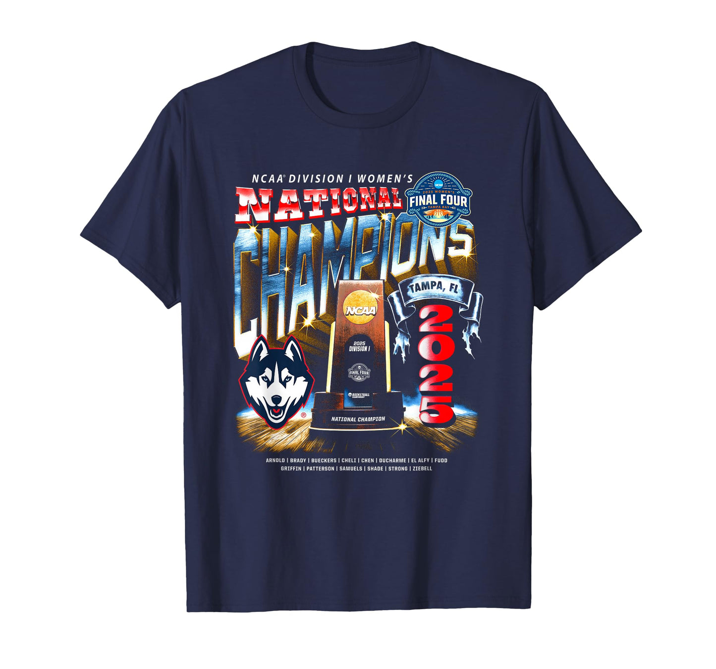 UConn 2025 Women's Basketball National Champions NIL T-Shirt