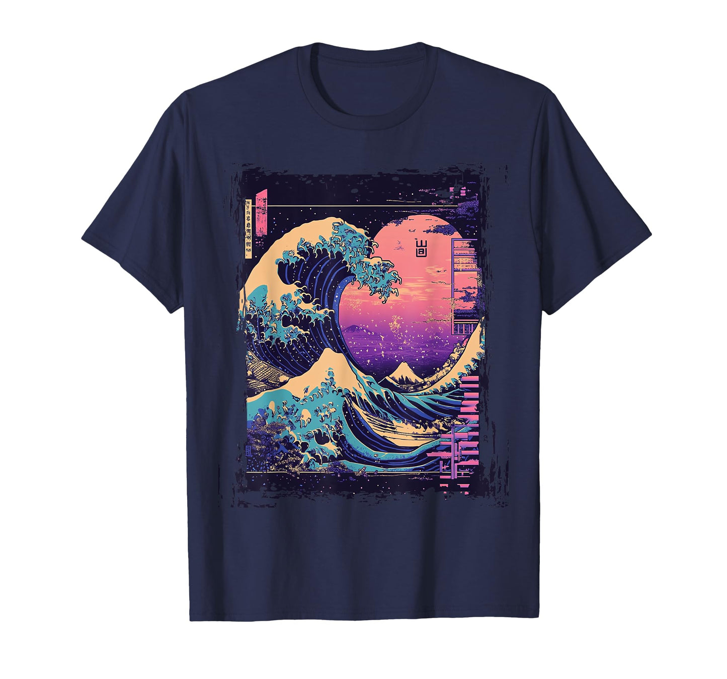 Neon Great Wave Vaporwave Fuji Scene T-Shirt