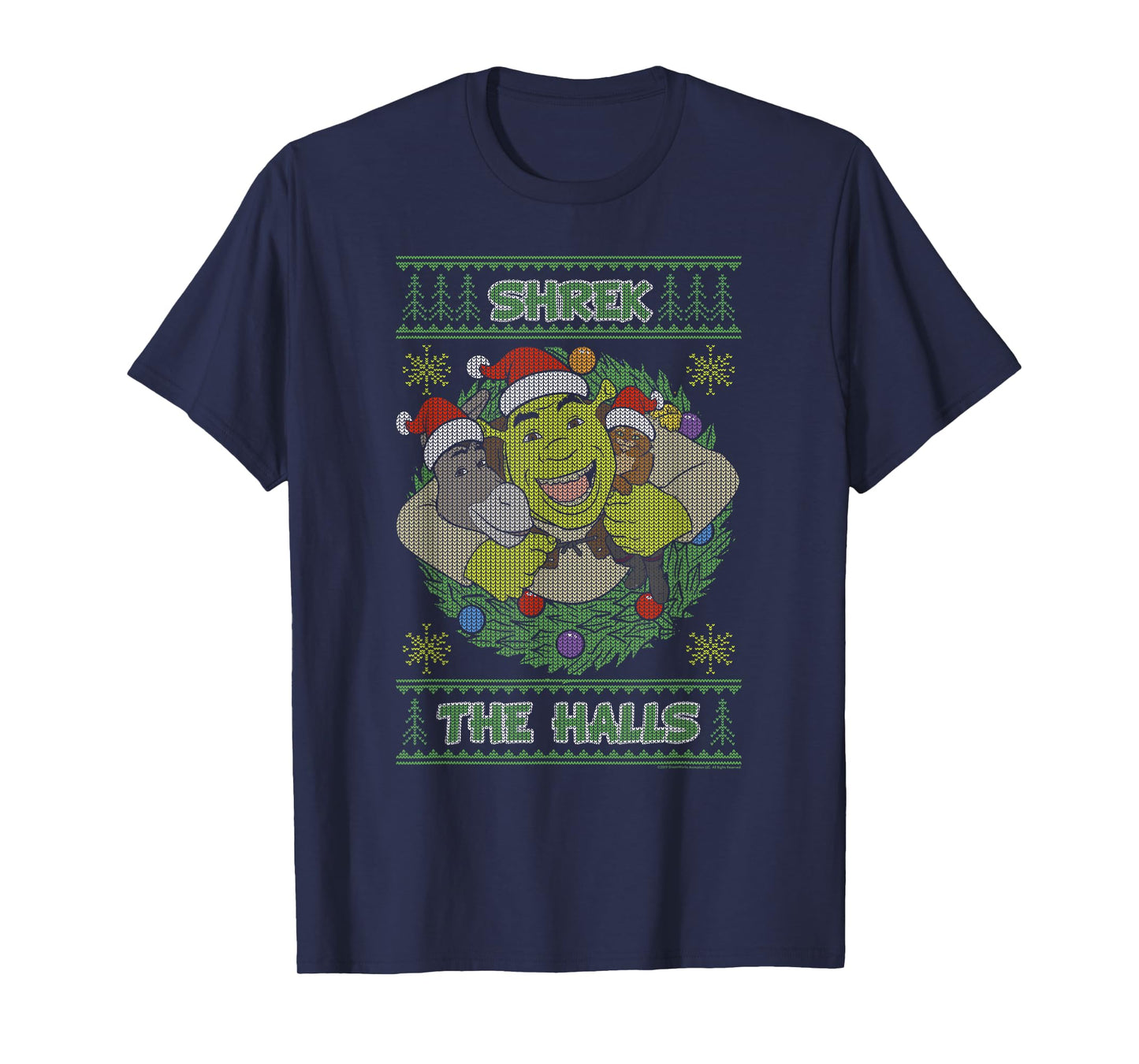 Shrek The Halls Holiday Text Pattern T-Shirt