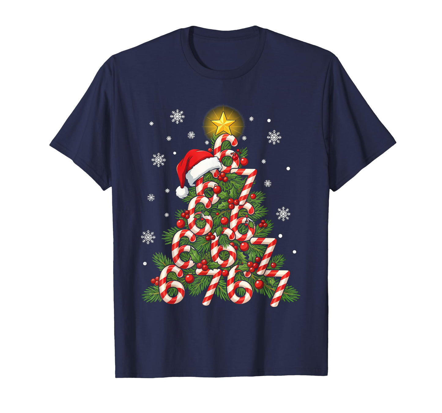 67 Christmas Tree Candy Cane Holiday Six Seven Meme Xmas T-Shirt