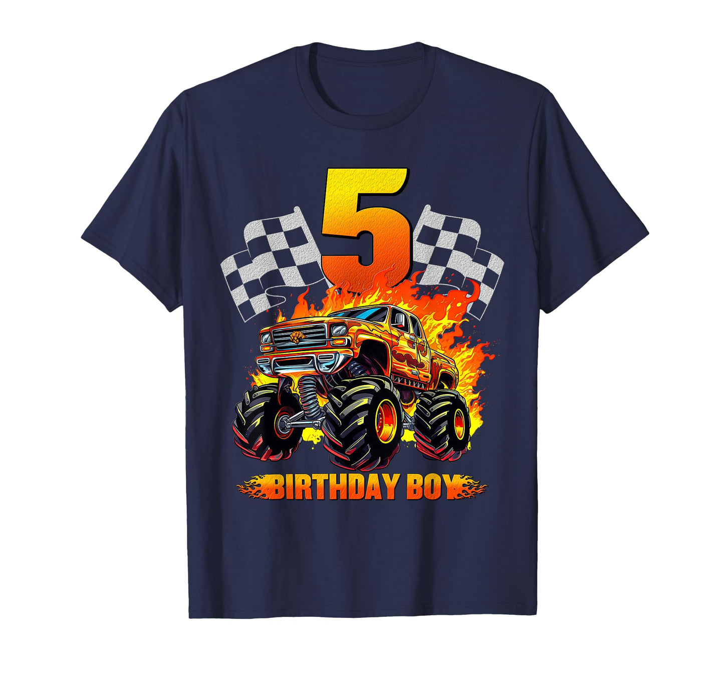 5 Year Old Birthday Monster Truck 5th Birthday Boy Kids T-Shirt
