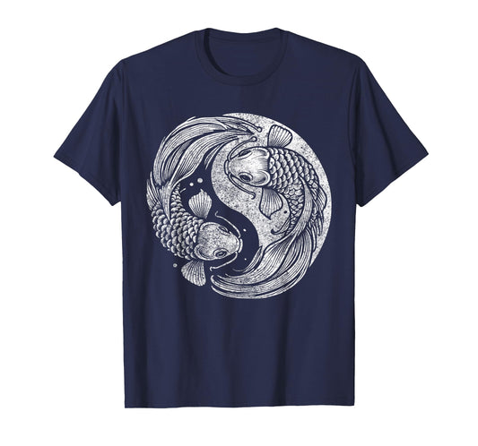 Yin And Yang Retro Japanese Koi Fish T-Shirt
