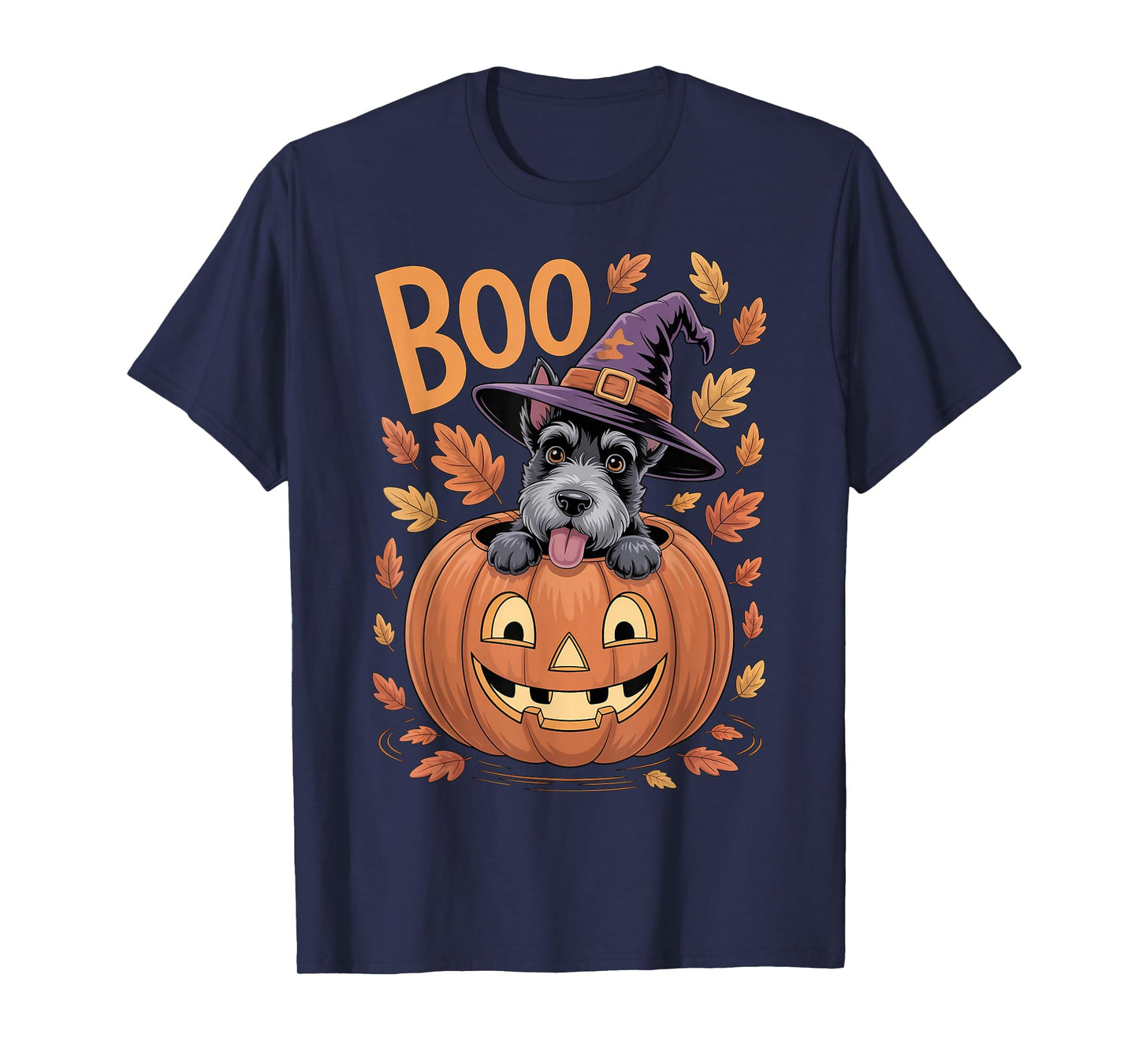 Scottie Costume on Pumpkin Halloween Scottish Terrier T-Shirt