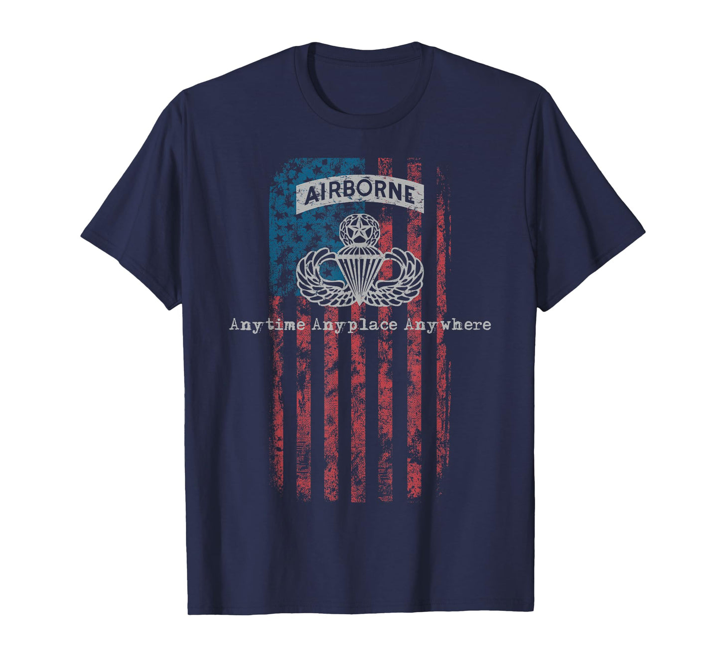 Gray Airborne Jumpmaster Badge with Flag T-Shirt