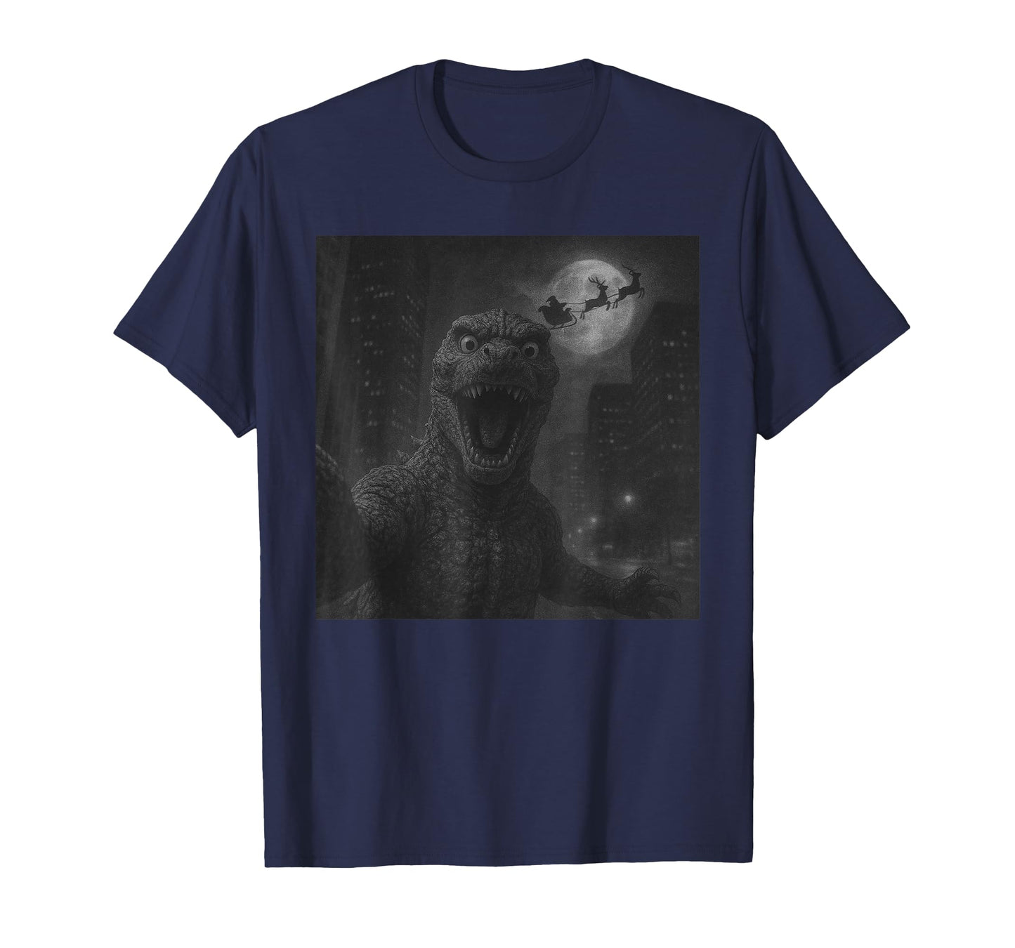 Funny Japanese Kaiju Selfie Santa Christmas Men Boys Kids T-Shirt