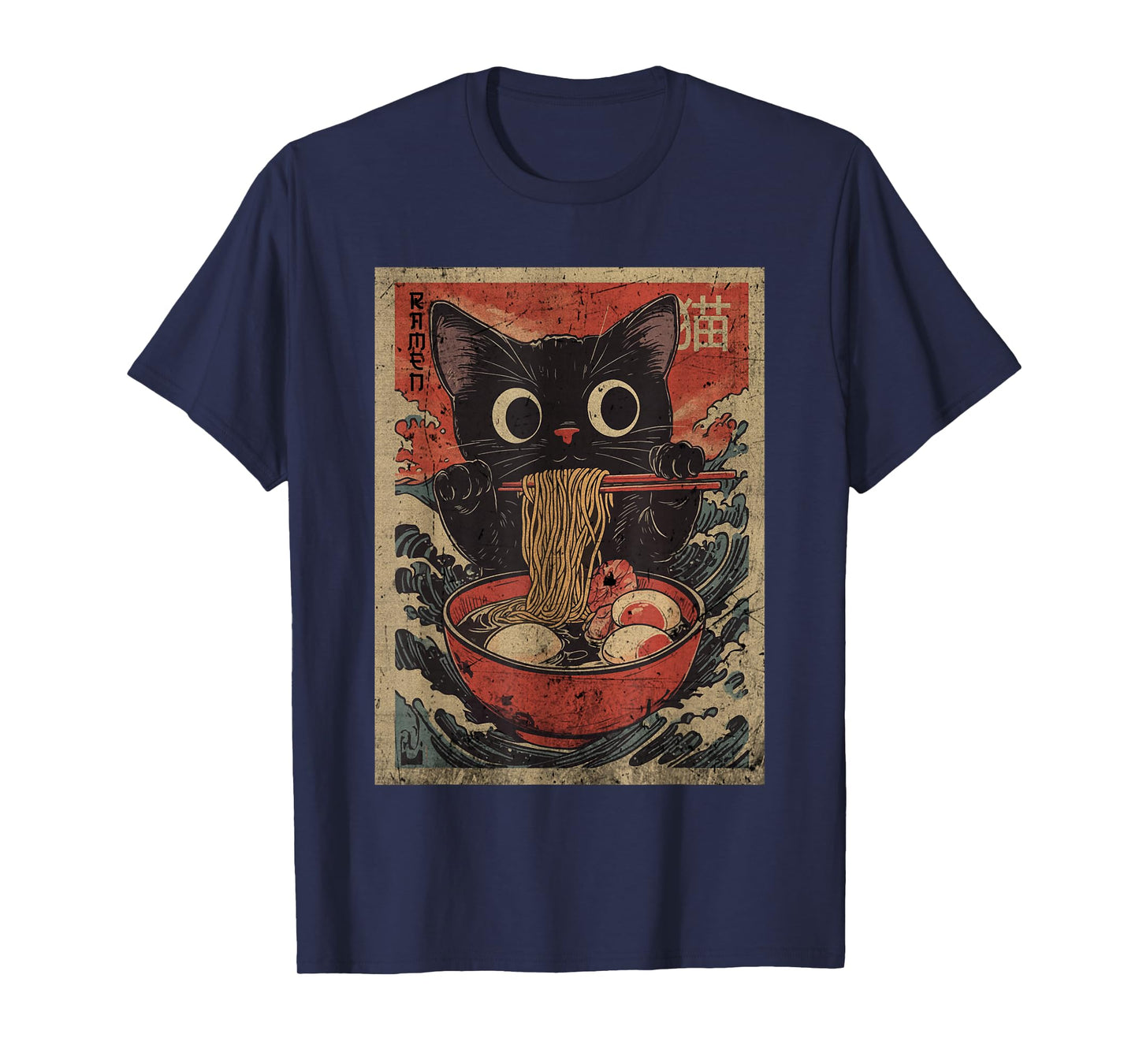 Anime Cat Ramen Japanese Funny Graphic Kawaii Cat Anime T-Shirt