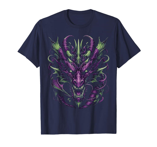 Dark Purple Dragon Head Demon Fantasy Gothic Men Women Kids T-Shirt