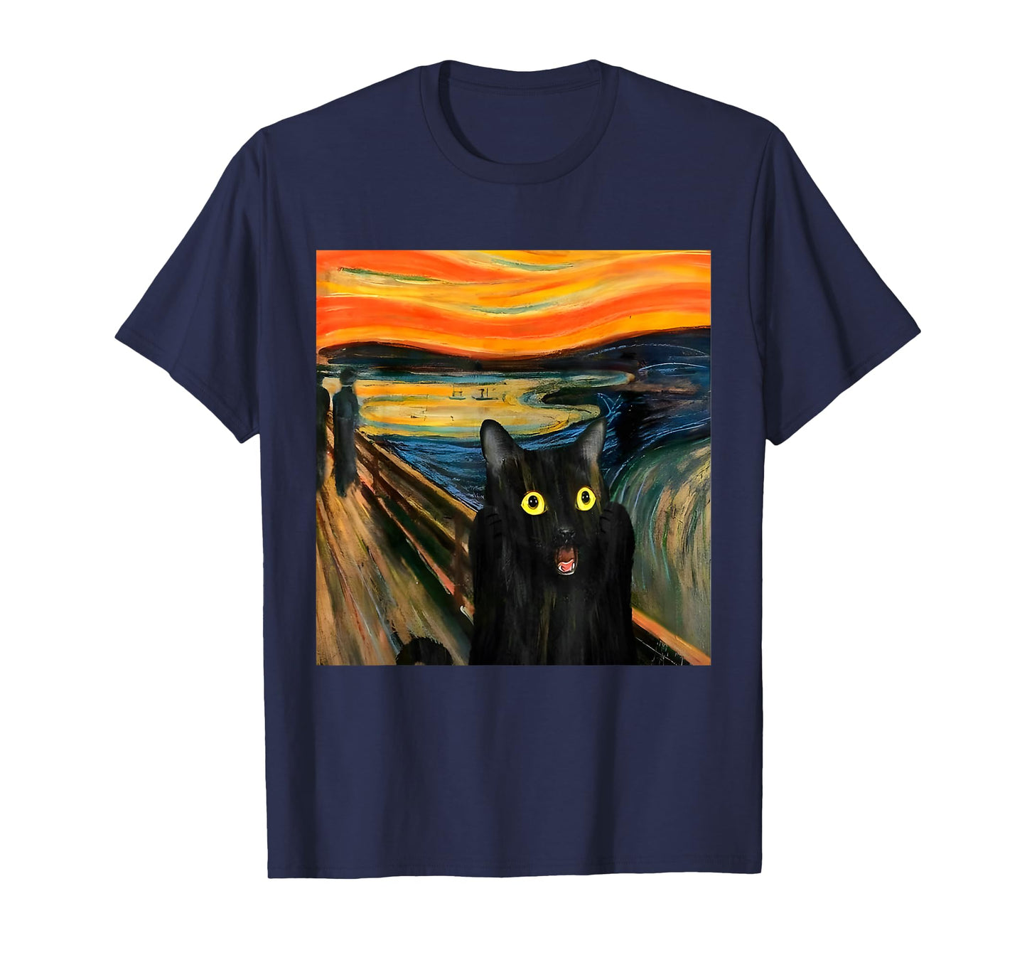 The Scream Black Cat by Munch Edvard Famous Painting Funny T-Shirt