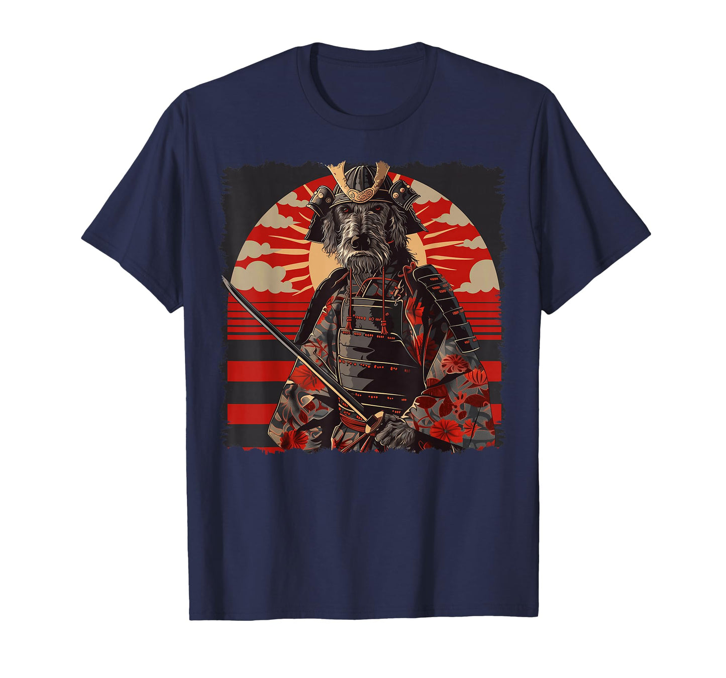 Irish Wolfhound Dog Japanese Art Samurai Ukiyo-e Vintage T-Shirt