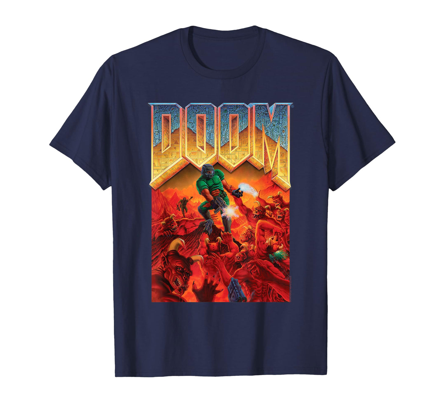 Doom 1993 Full Color Cover Art Retro Video Game T-Shirt