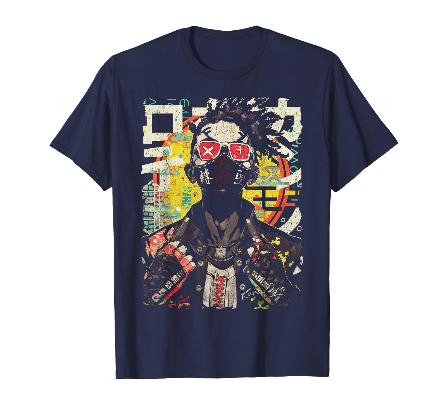 Japanese Streetwear Afro Cyberpunk Y2K Techwear Manga Anime T-Shirt