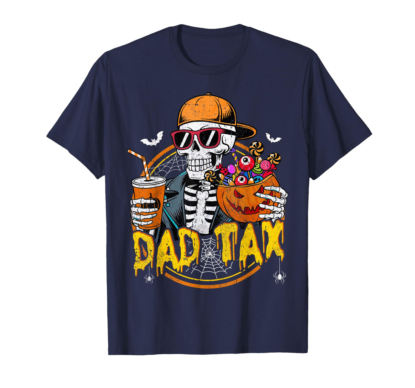 Dad Tax Skeleton Halloween Costume Candy Pumpkin Dad Joke T-Shirt