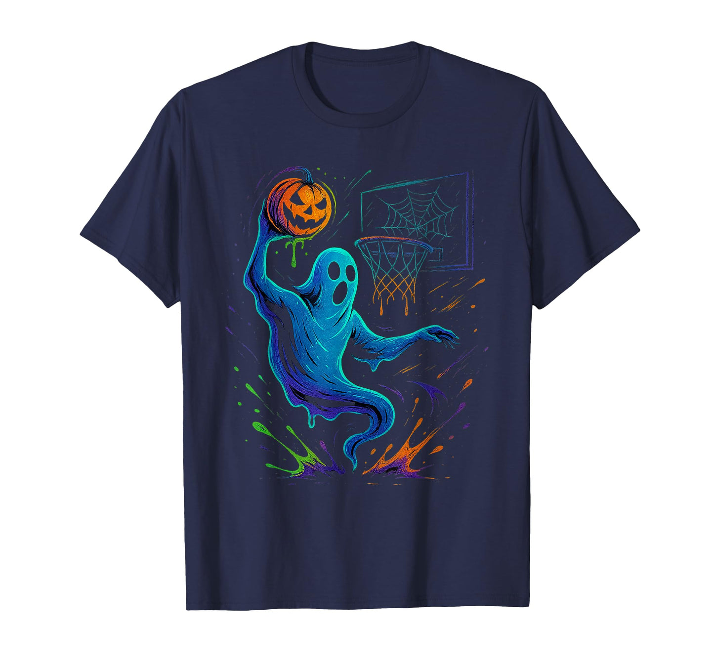 Basketball Halloween Costume Ghost Bball Player Spooky Boys T-Shirt