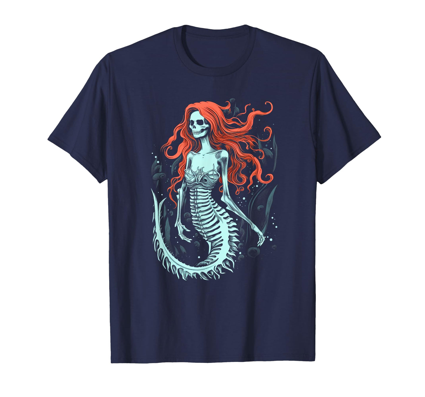 Zombie Mermaid Scary Costume Skeleton Fantasy Spooky Party T-Shirt