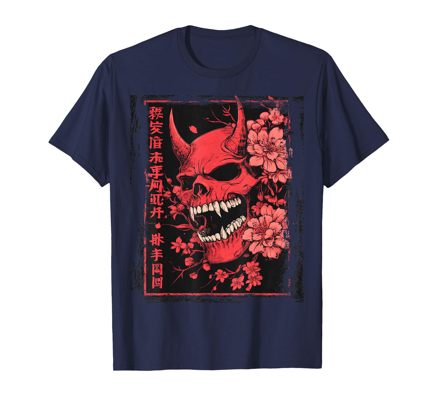Demon Face Skull Japanese Art Devil Oni Harajuku Aesthetic T-Shirt