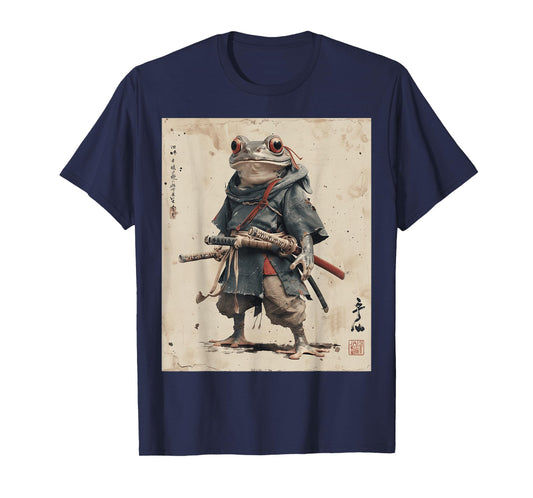 Samurai Frog Warrior Japanese Ukiyo-e Art Vintage Aesthetic T-Shirt
