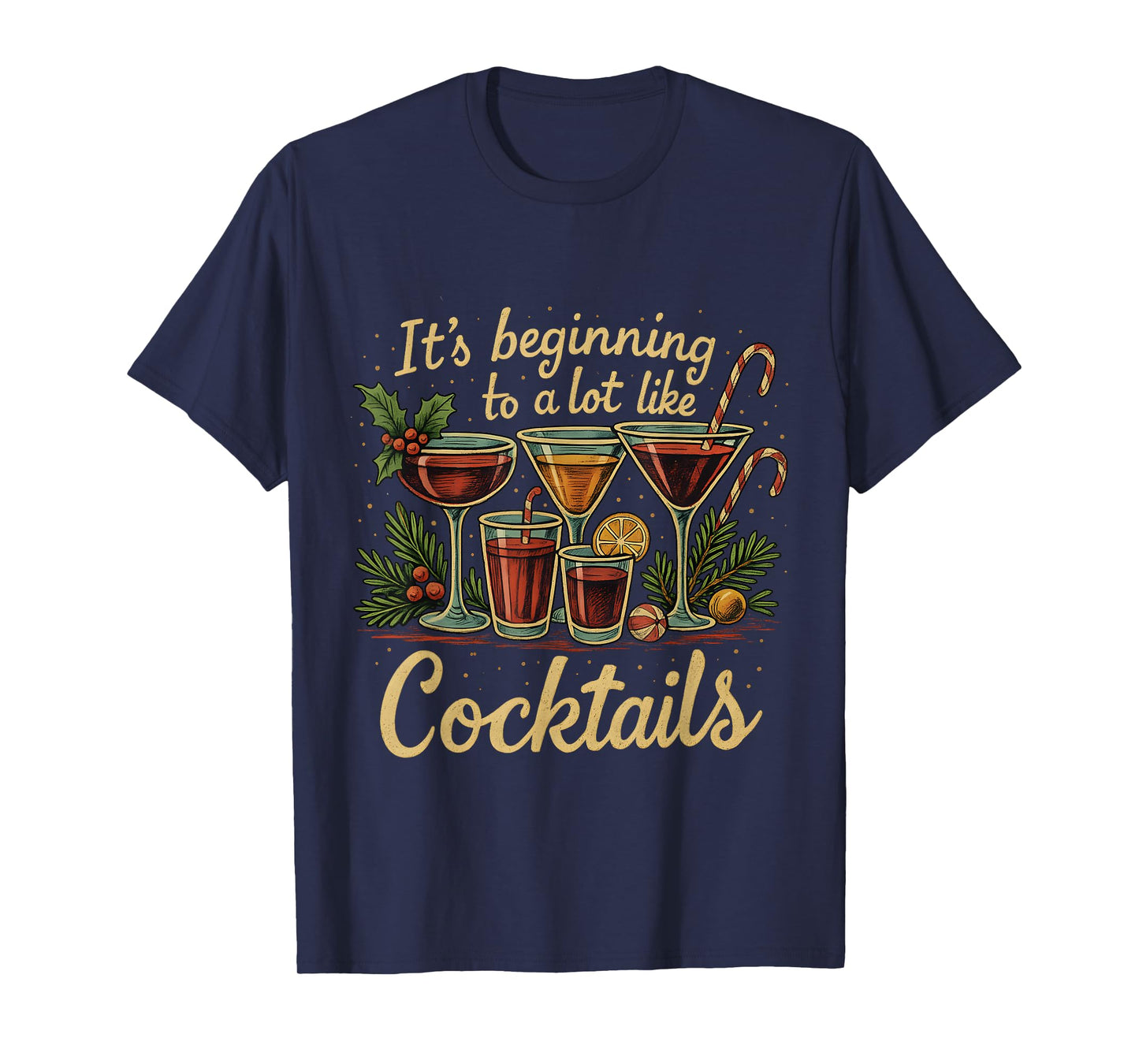 Holiday Cocktails Funny Christmas Drink Lover T-Shirt