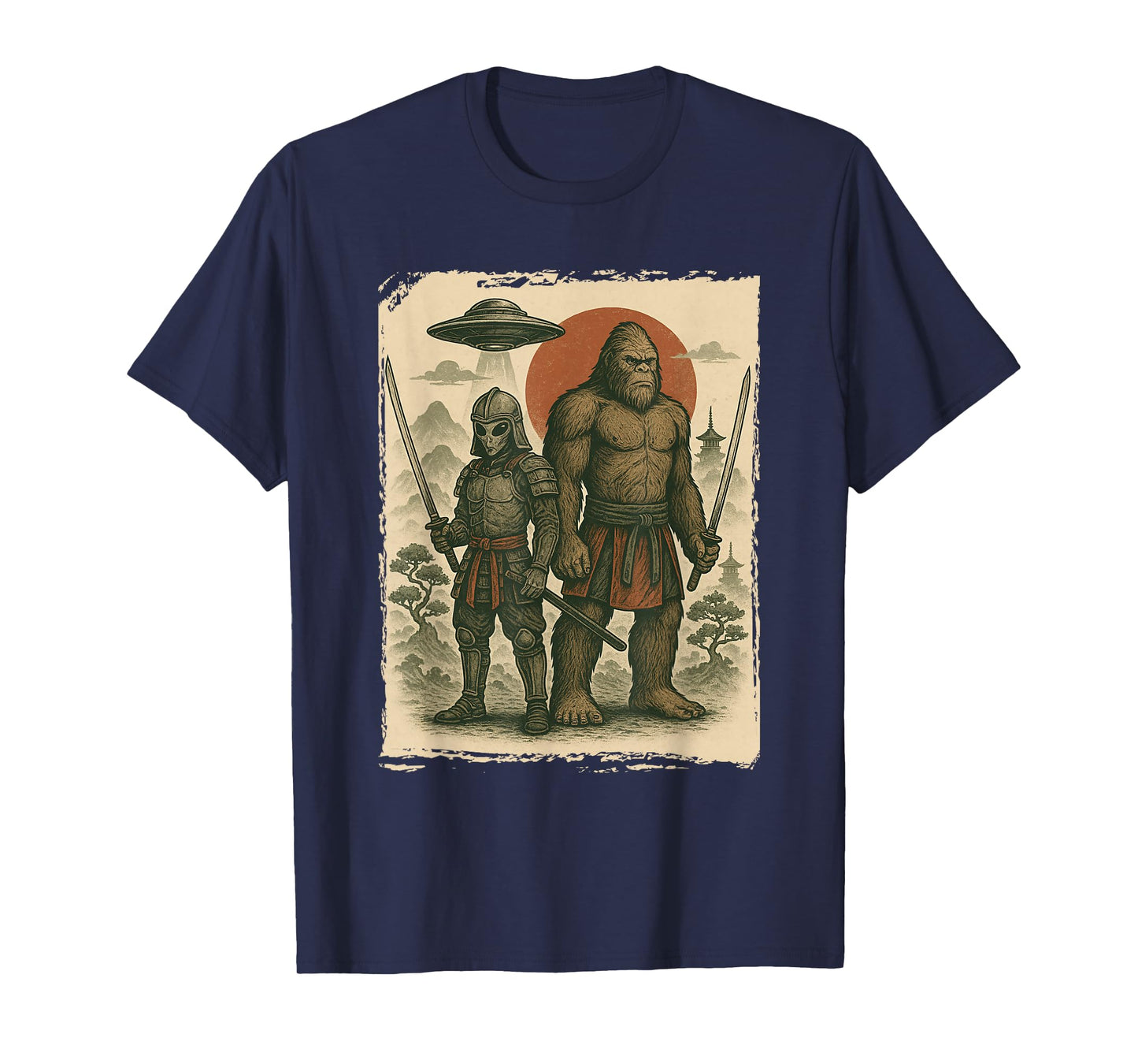 Samurai, Bigfoot & Alien, UFO | Vintage Ninja & Japanese T-Shirt