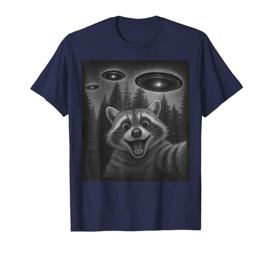 Funny Raccoon Selfie Alien UFO Gifts for Men Women Boy Kid T-Shirt