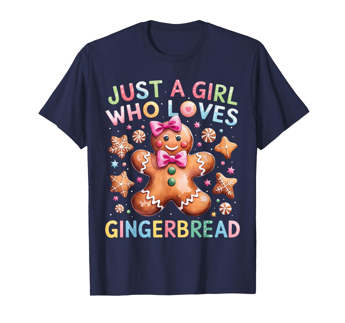 Funny Christmas Just A Girl Who Loves Gingerbread Man Cookie T-Shirt