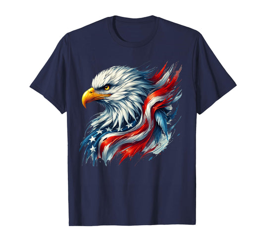 4th of July USA Flag Bald Eagle Patriotic Pride Men Boys T-Shirt