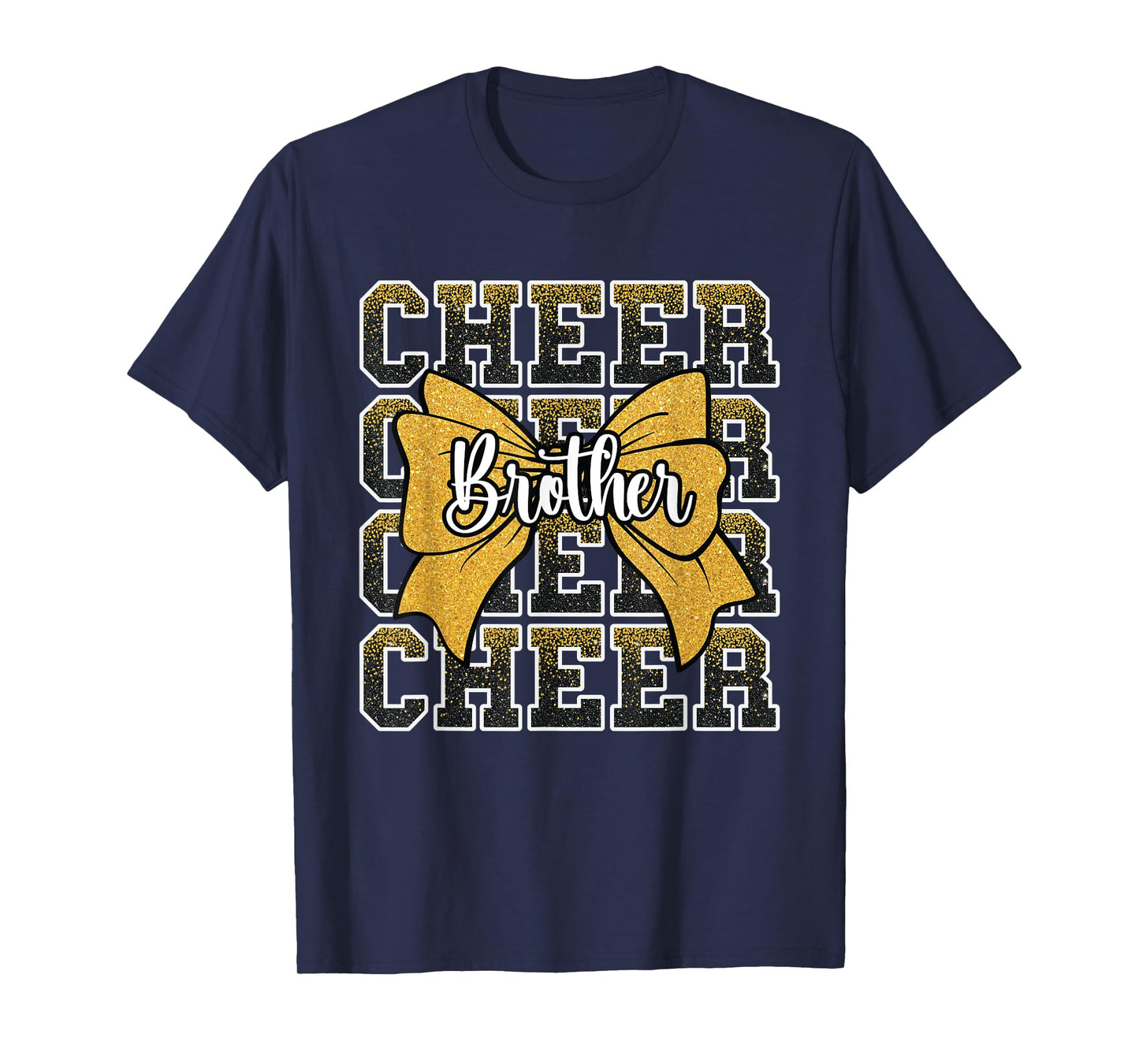 Cheer Brother Bow Sport Cheerleader Cheerleading Yellow T-Shirt