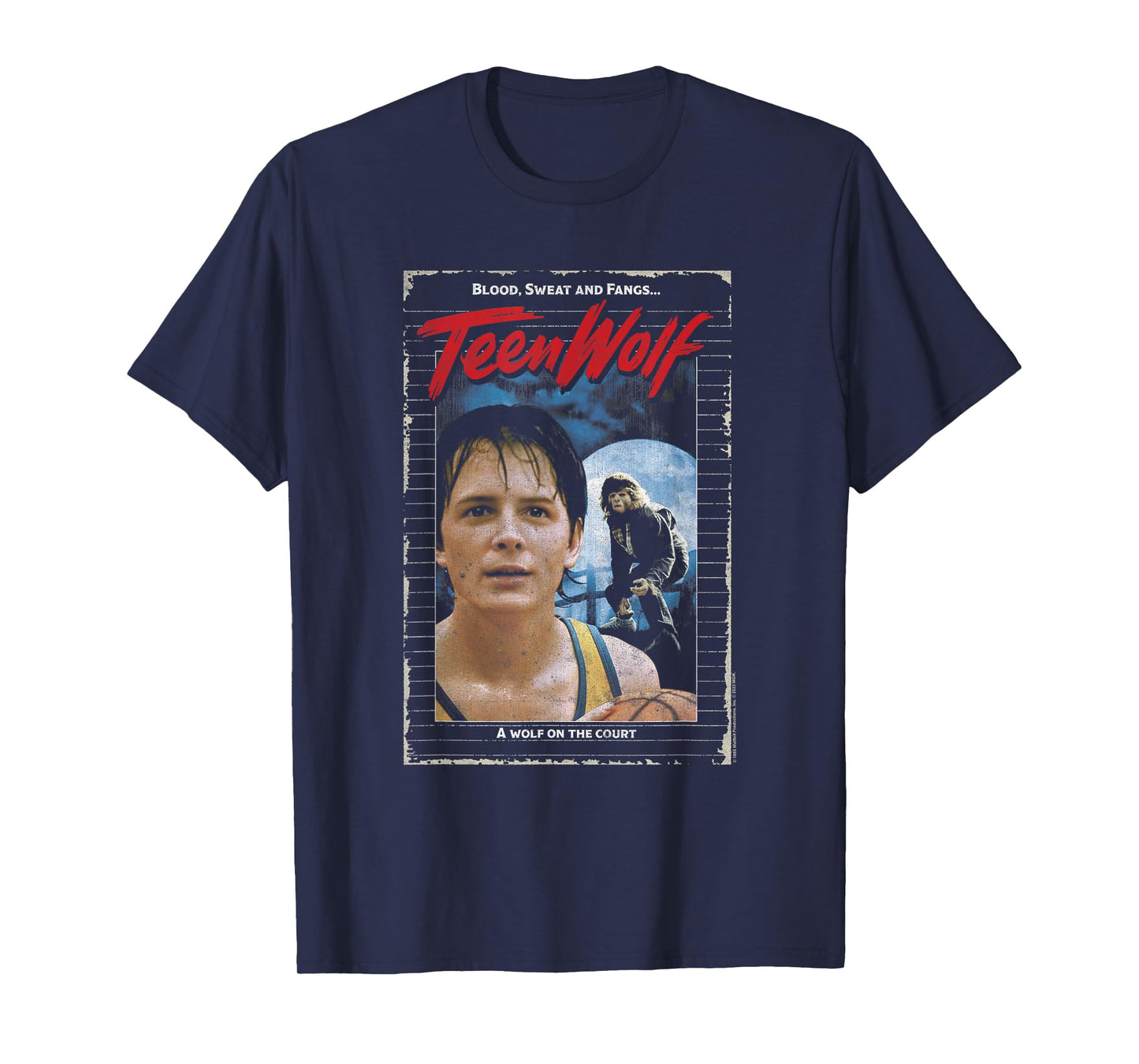 Teen Wolf Vintage Distressed Wolf On The Court Movie Poster T-Shirt