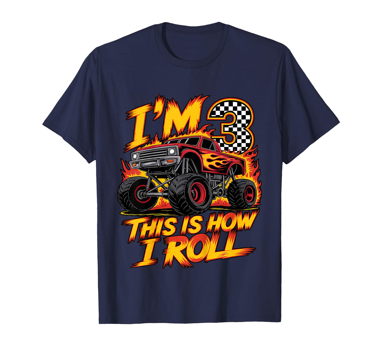 Monster Truck 3rd Birthday 3 Year Old Boy Born 2022 Kids T-Shirt