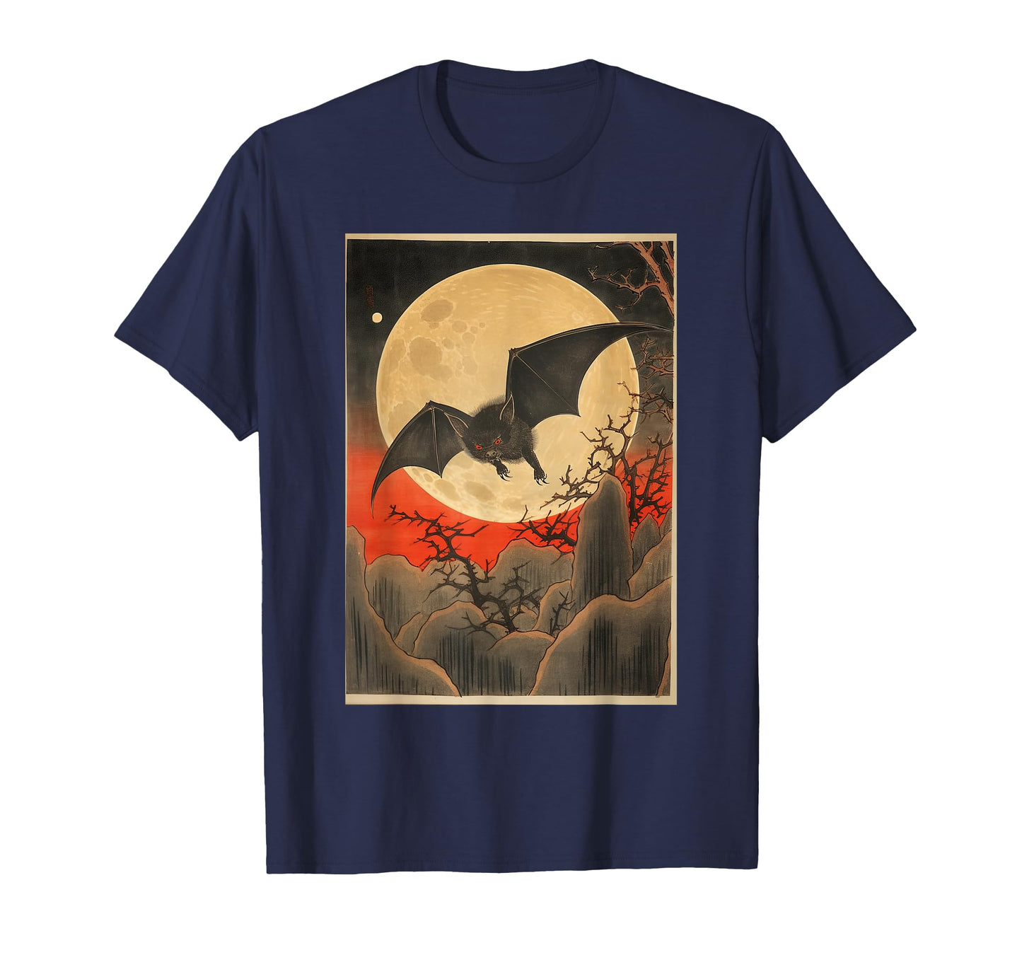 Japanese Woodblock Art 1905 Bat in Moon Meiji Era T-Shirt