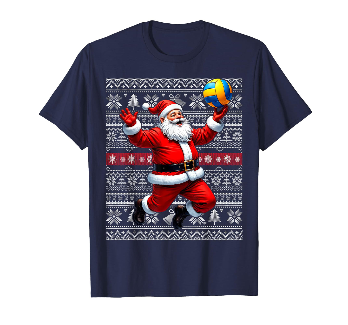 Funny Santa Playing Volleyball Ugly Christmas Sweater Xmas T-Shirt