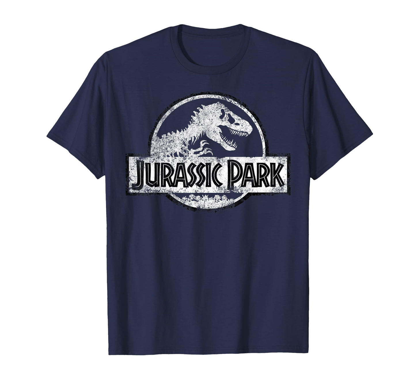 Jurassic Park White Distressed Circle Logo Graphic T-Shirt T-Shirt