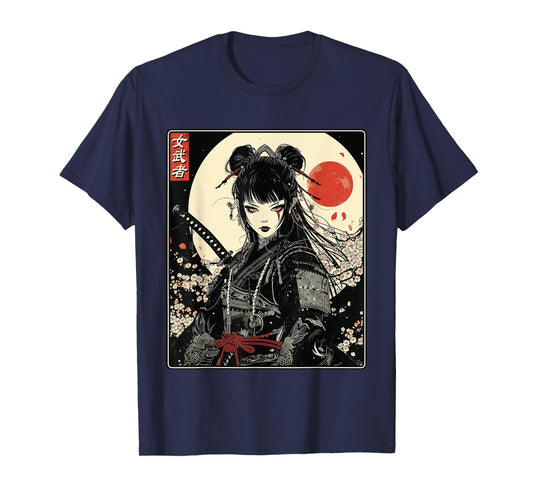 Japanese Gothic Samurai Art Woman With Katana Sword T-Shirt