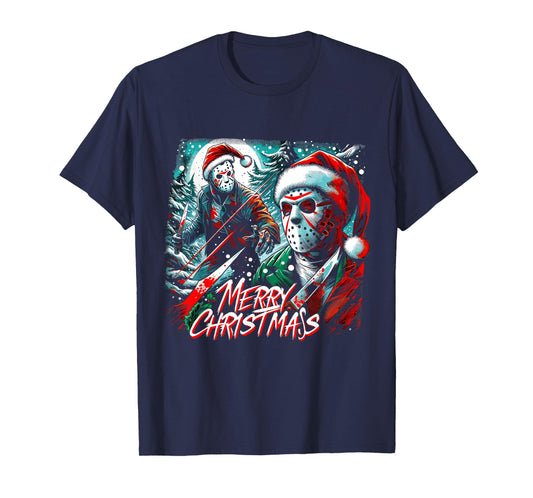 Merry Christmas Festive Slasher Candy Cane Menace T-Shirt