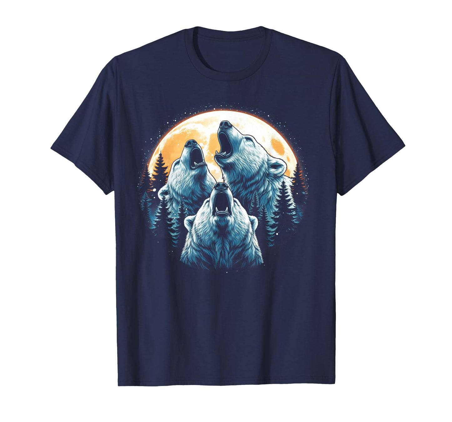 3 Polar Bears Howling At The Moon Wolf Animal T-Shirt