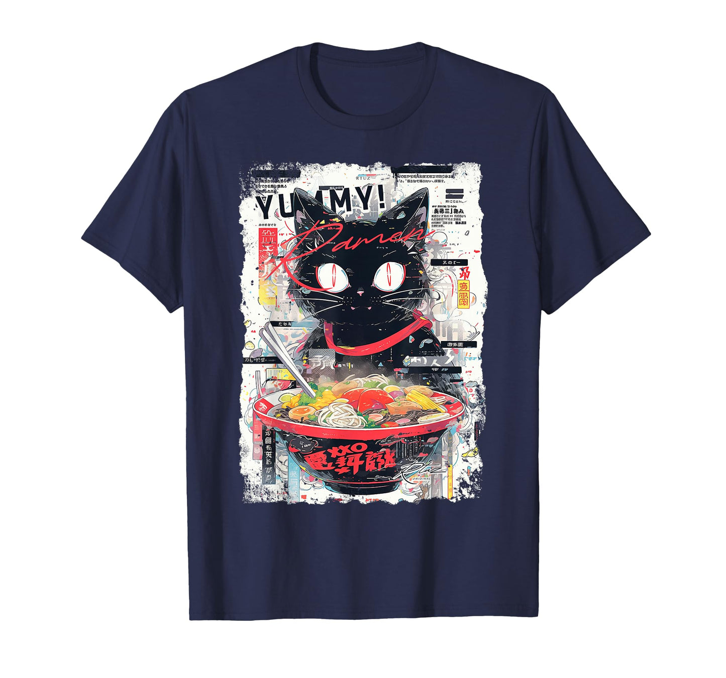 Ramen Noodles Cat Japan Y2K Kawaii Retro Cats Manga Anime T-Shirt