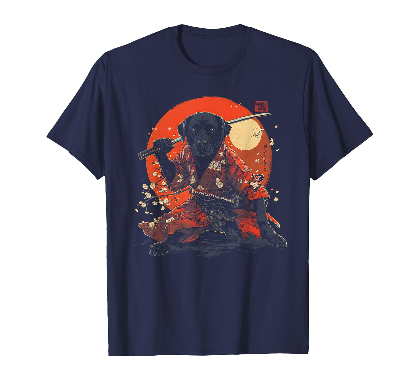 Labrador Retriever Dad Cute Japanese Anime Stuff Samurai Dog T-Shirt for Men Women Kids