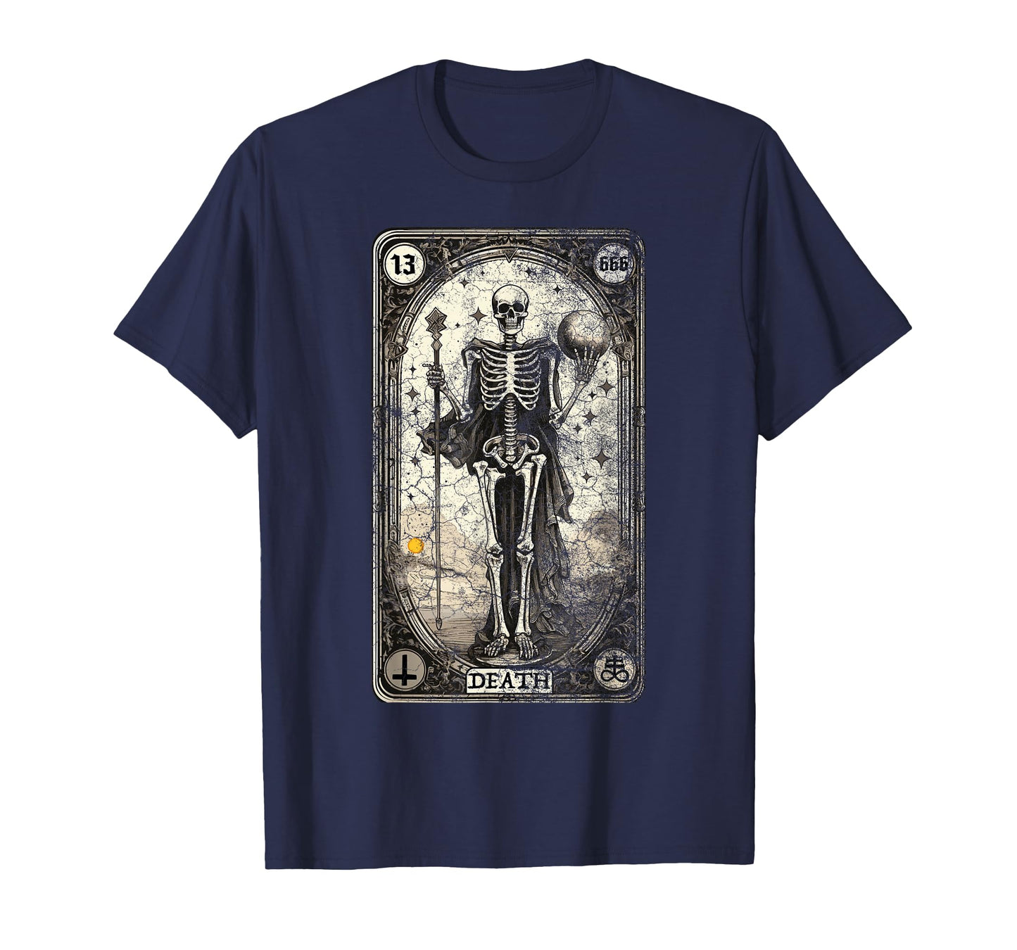 Vintage Tarot Card Death Skeleton Occult Satan Unholy Horror T-Shirt