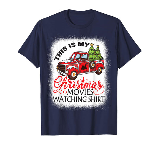 This Is My Christmas Movies Watching Shirt Bleached Xmas T-Shirt